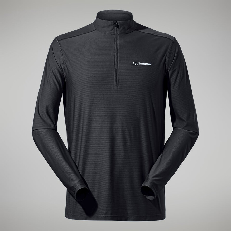 los hombres 247 tech camiseta de manga larga de la mitad de cremallera - negro berghaus