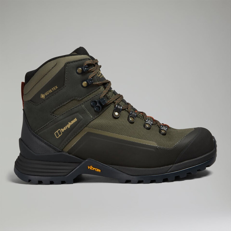los hombres de la tormenta de la caminata de gore-tex de arranque - marrónverde oscuro berghaus