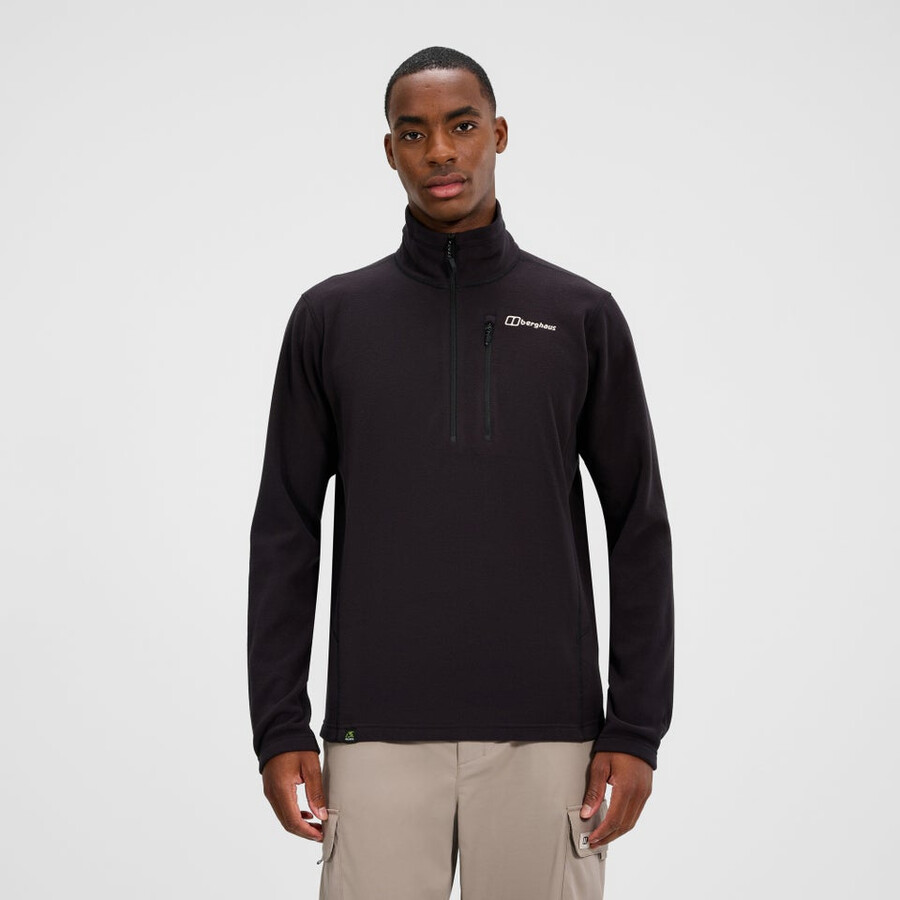 los hombres del prisma micro mitad zip polar polartec - negro berghaus