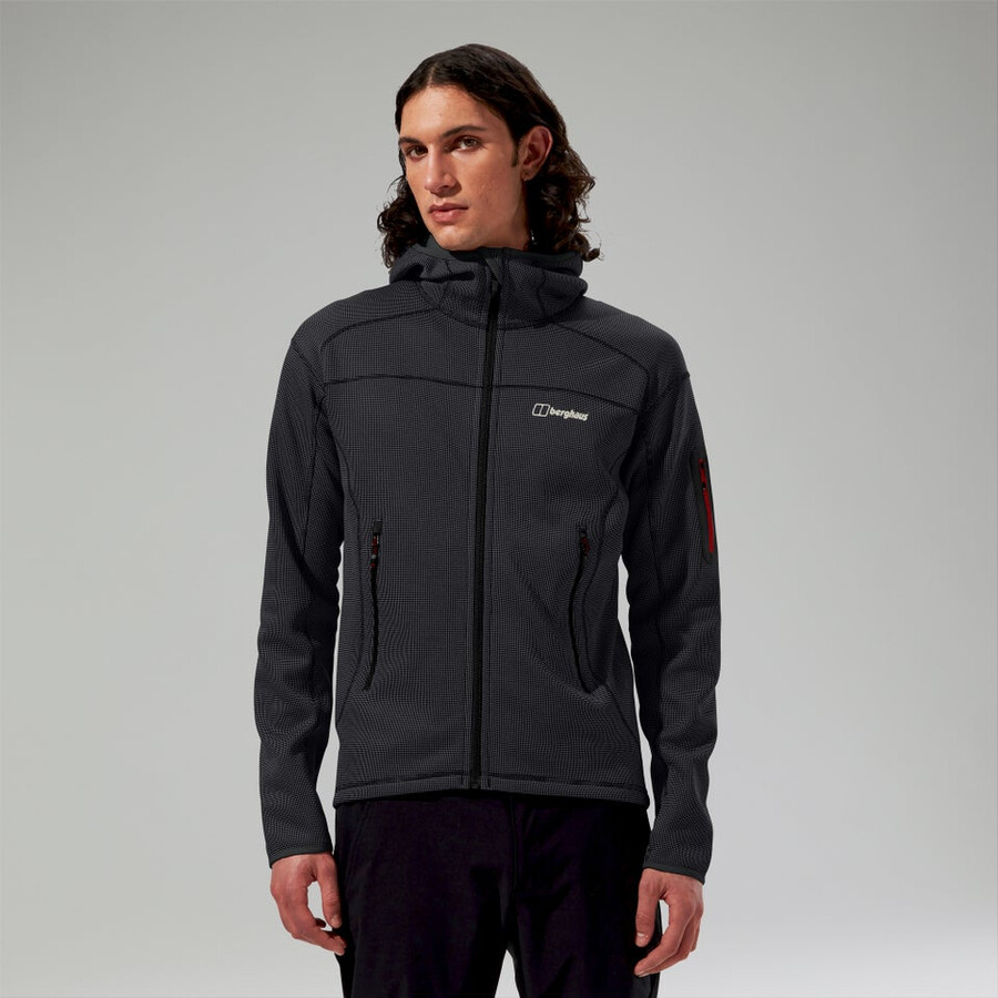 los hombres pravitale montaña 2.0 con capucha chaqueta de lana - gris oscuronegro berghaus