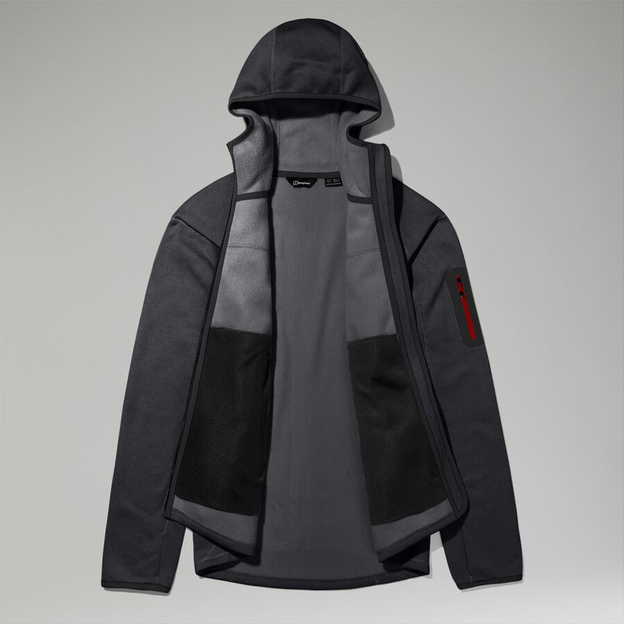 los hombres pravitale montaña 2.0 con capucha chaqueta de lana - gris oscuronegro berghaus