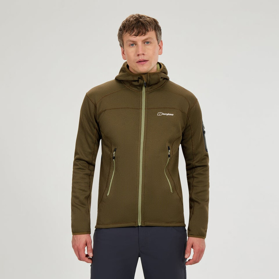 los hombres pravitale mtn 2.0 de felpa con capucha chaqueta - verdemarrón berghaus