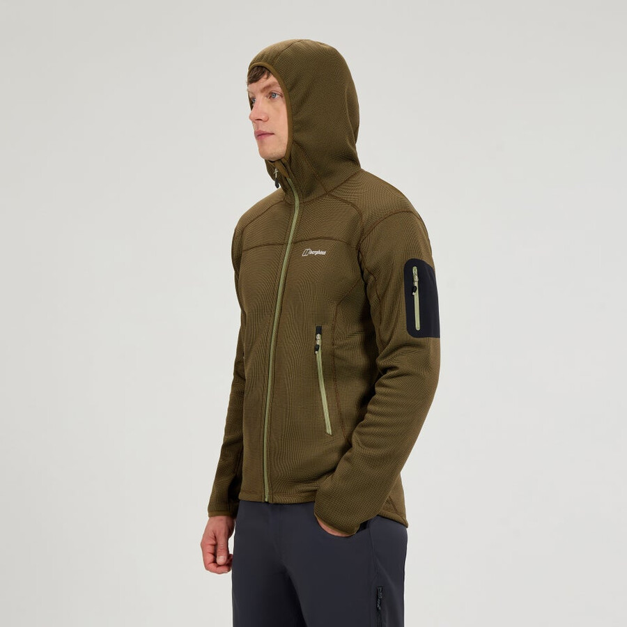 los hombres pravitale mtn 2.0 de felpa con capucha chaqueta - verdemarrón berghaus