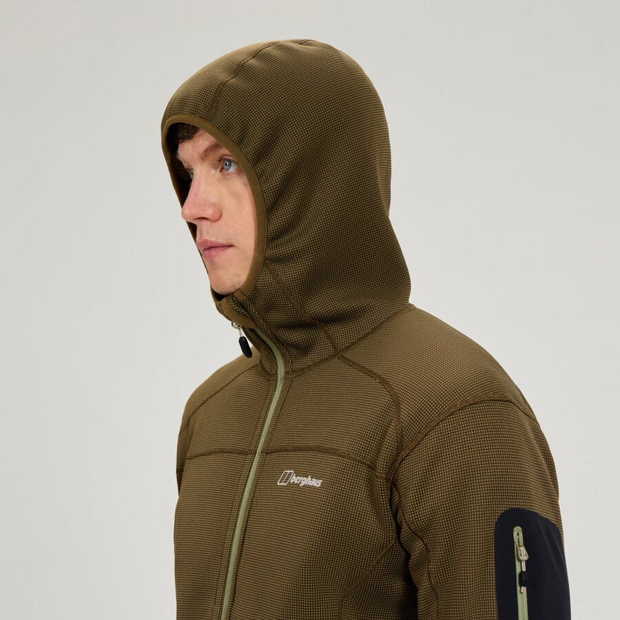 los hombres pravitale mtn 2.0 de felpa con capucha chaqueta - verdemarrón berghaus