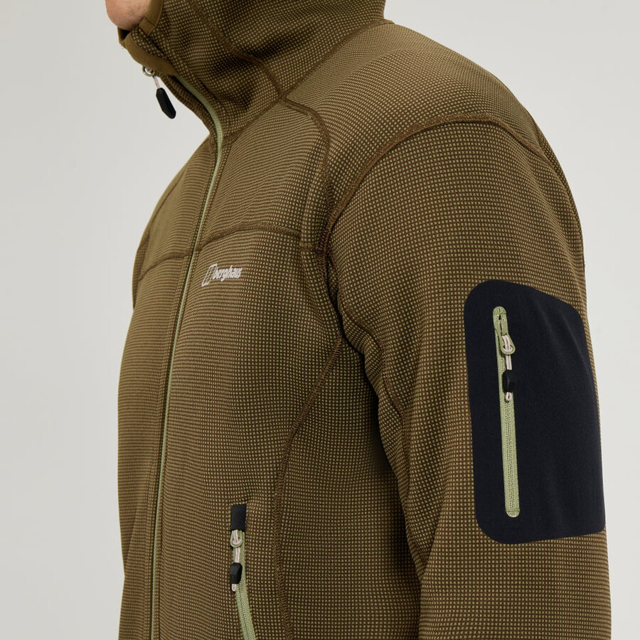 los hombres pravitale mtn 2.0 de felpa con capucha chaqueta - verdemarrón berghaus