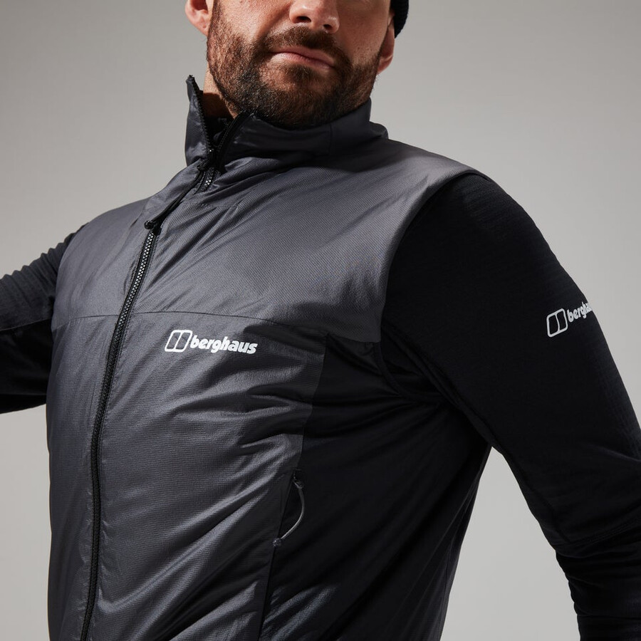 los hombres del mtn areté lb sintético chaleco grisnegro berghaus