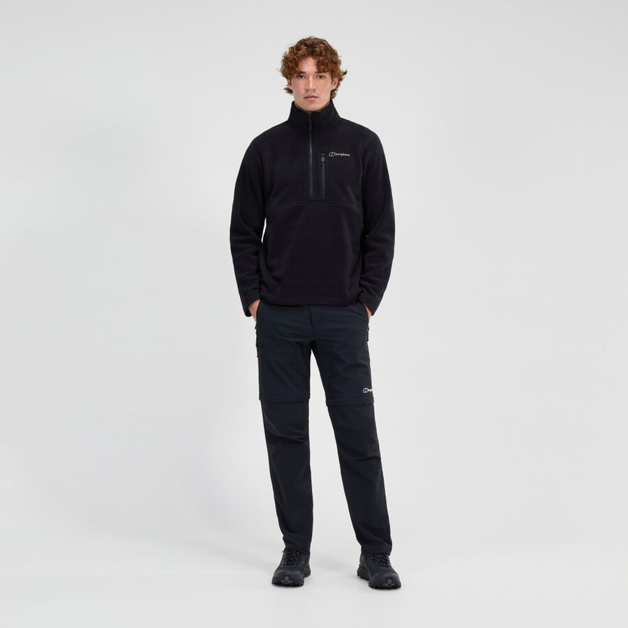 los hombres del prisma de la mitad zip polar polartec - negro berghaus