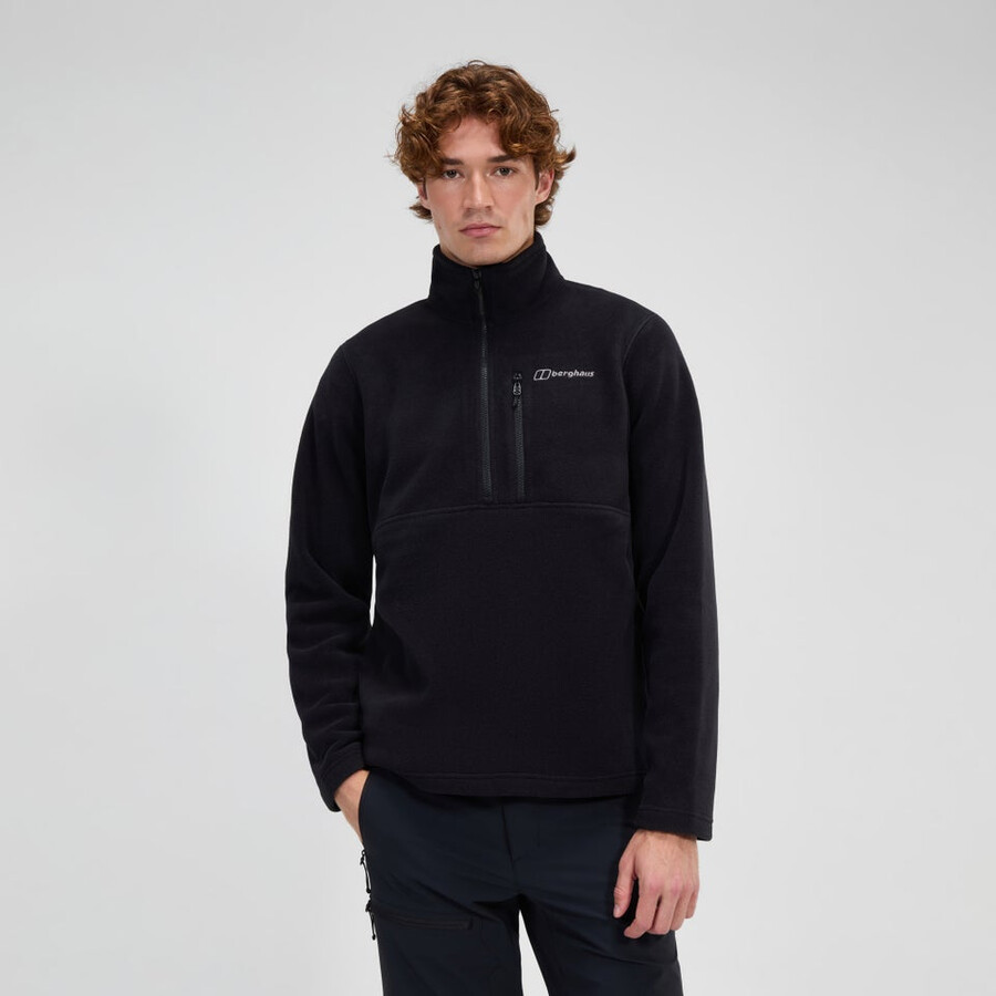 los hombres del prisma de la mitad zip polar polartec - negro berghaus