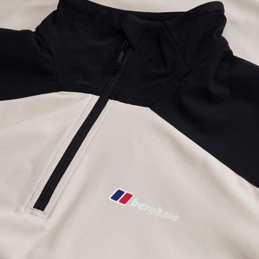 los hombres del terreno trek mitad chaqueta de cremallera - grisnegro berghaus