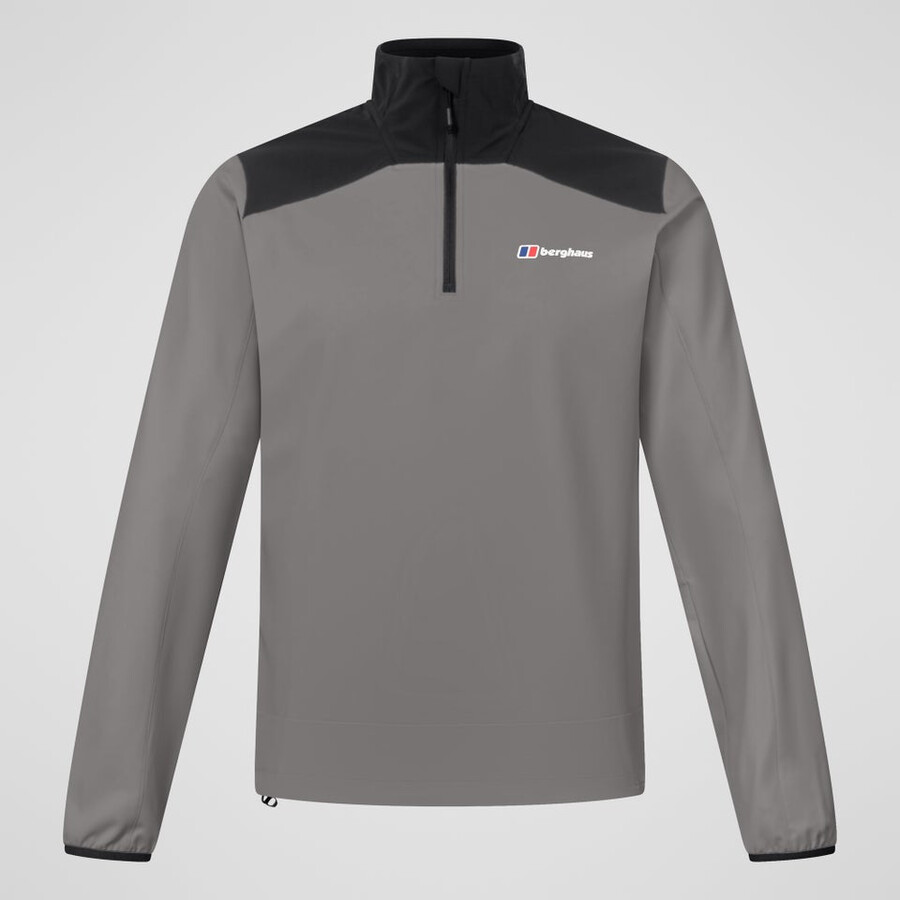 los hombres del terreno trek mitad chaqueta de cremallera - grisnegro berghaus