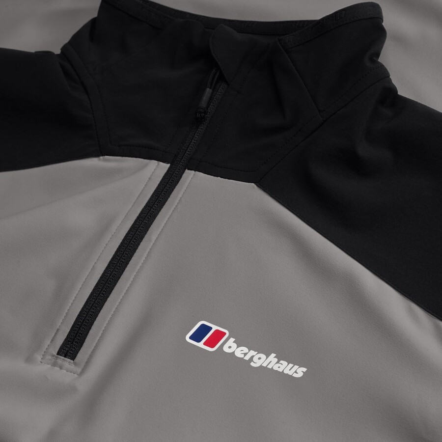 los hombres del terreno trek mitad chaqueta de cremallera - grisnegro berghaus