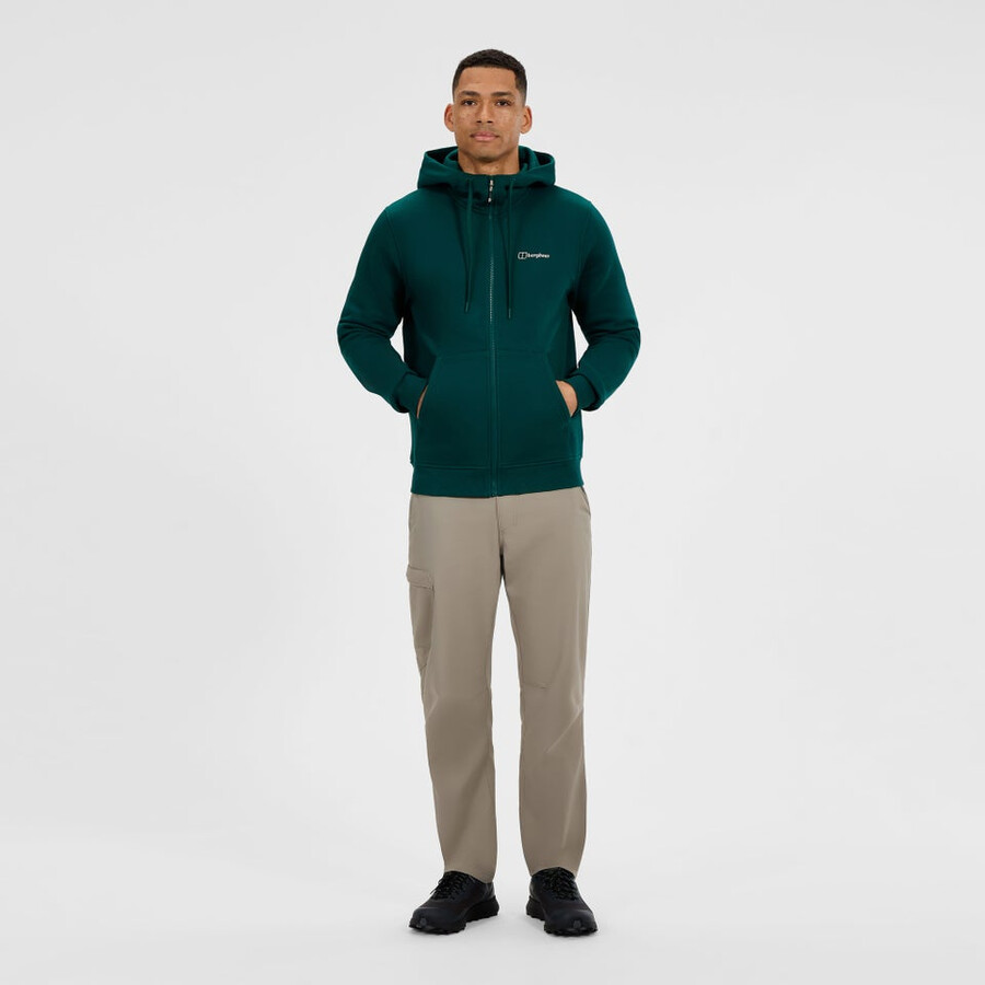 los hombres del logotipo de full zip hoodie - verde berghaus