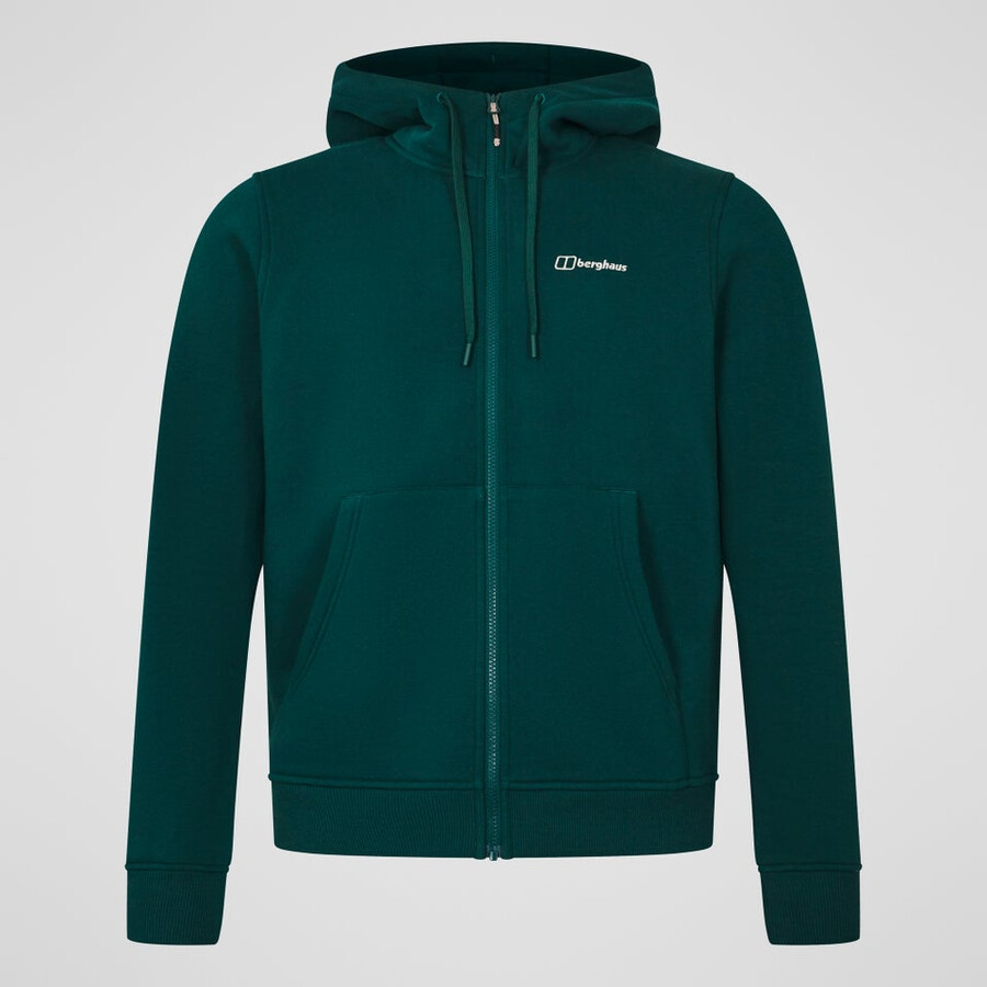 los hombres del logotipo de full zip hoodie - verde berghaus