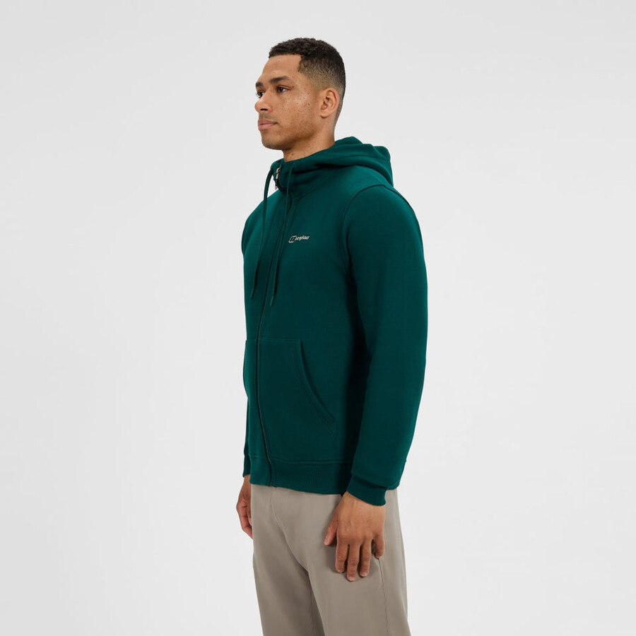los hombres del logotipo de full zip hoodie - verde berghaus
