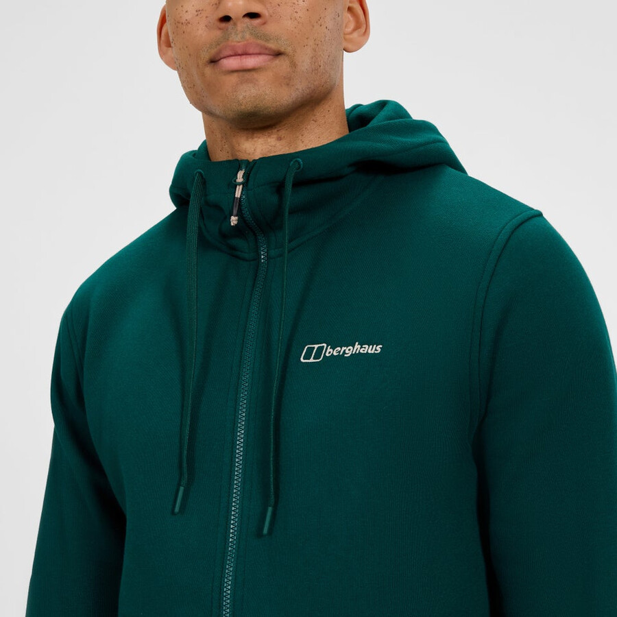 los hombres del logotipo de full zip hoodie - verde berghaus