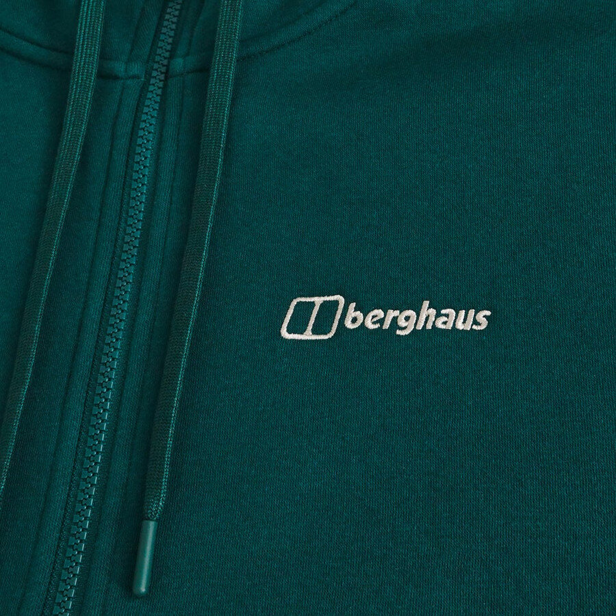 los hombres del logotipo de full zip hoodie - verde berghaus