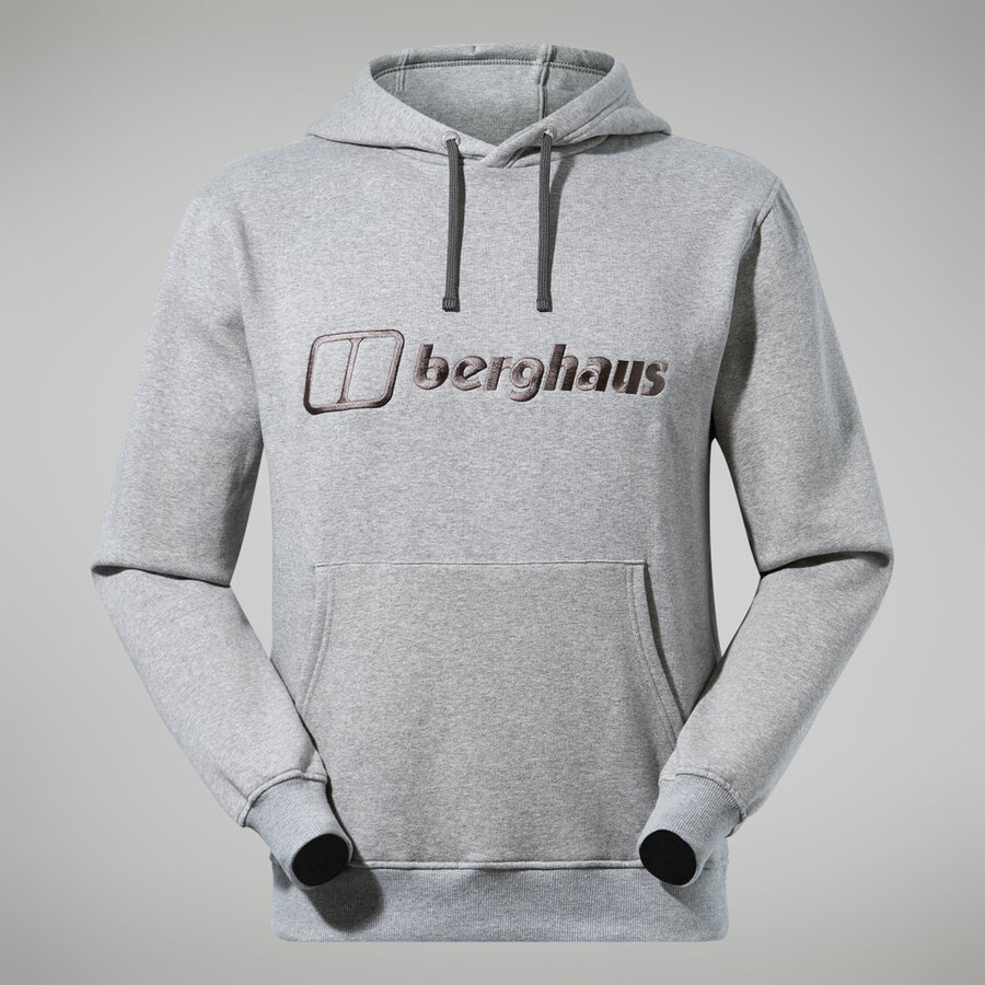 los hombres con capucha logo gris oscuro berghaus
