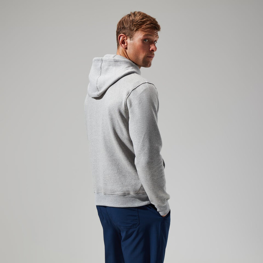 los hombres con capucha logo gris oscuro berghaus