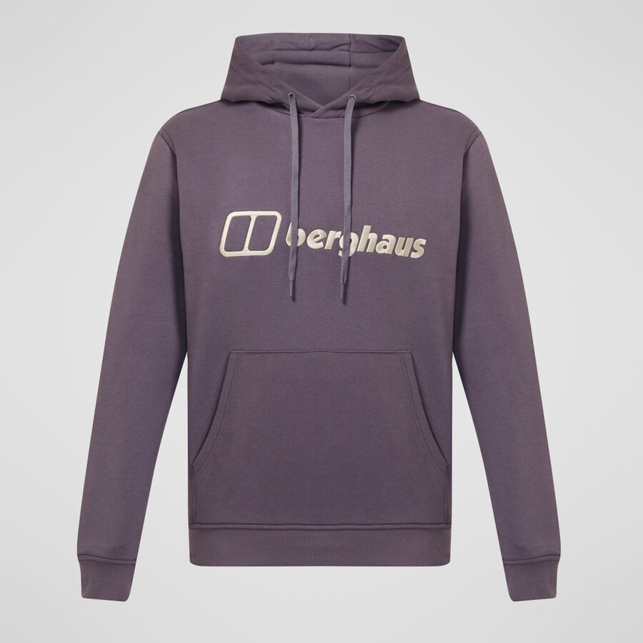 hombres logotipo de la sudadera con capucha púrpura berghaus