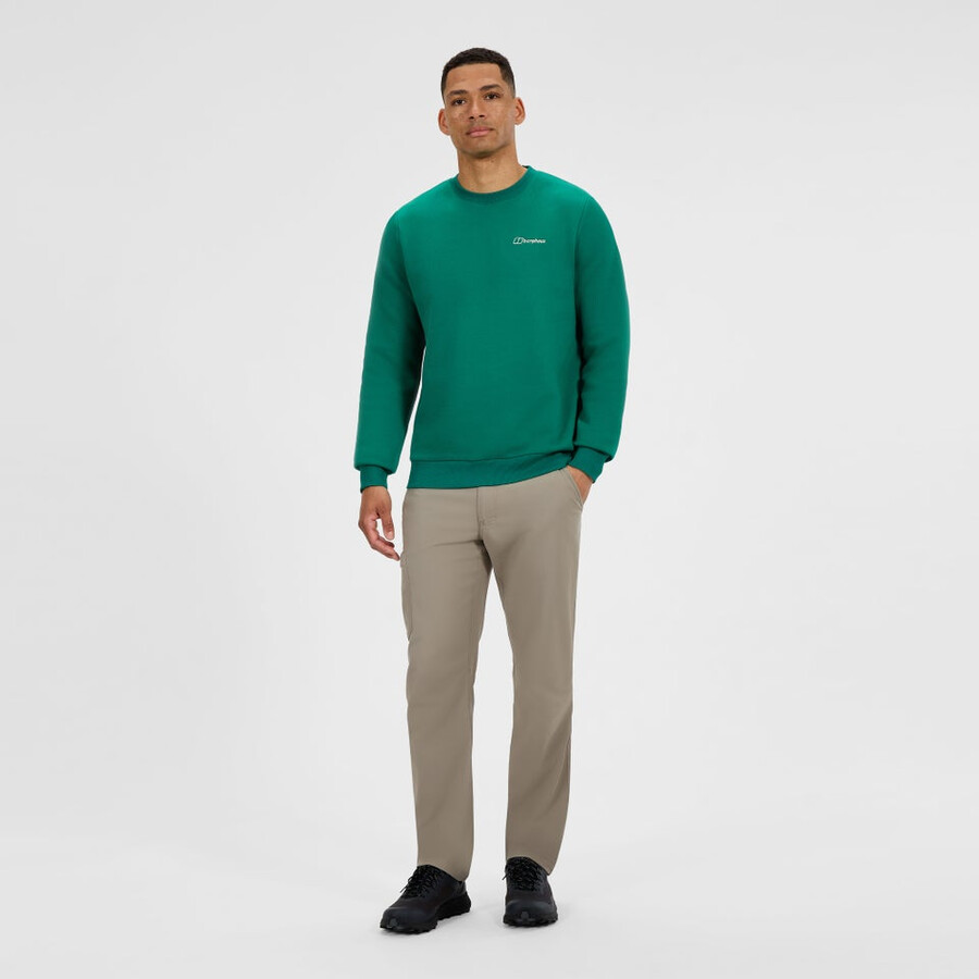 los hombres del logotipo de la tripulación de suéter verde berghaus