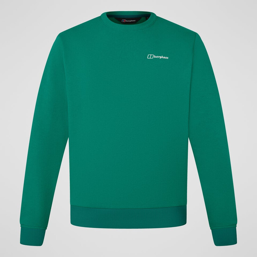 los hombres del logotipo de la tripulación de suéter verde berghaus