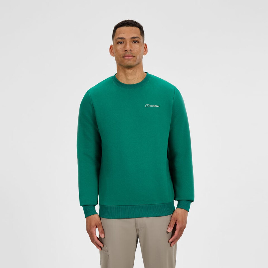 los hombres del logotipo de la tripulación de suéter verde berghaus