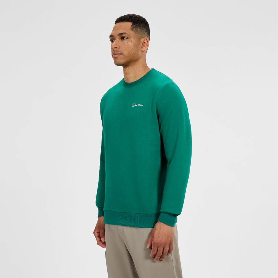 los hombres del logotipo de la tripulación de suéter verde berghaus