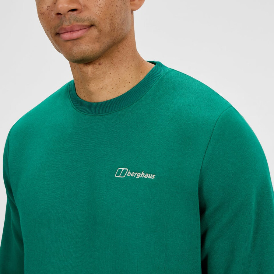los hombres del logotipo de la tripulación de suéter verde berghaus