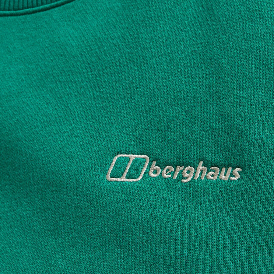 los hombres del logotipo de la tripulación de suéter verde berghaus