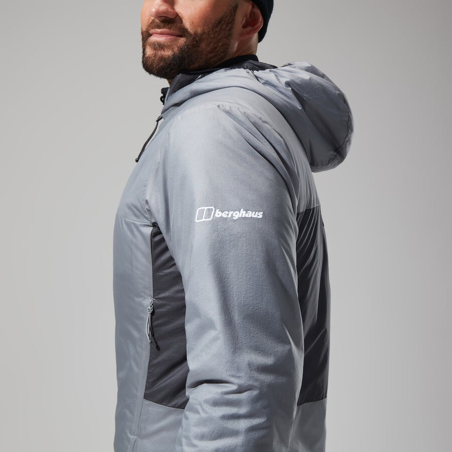 los hombres del mtn areté lb sintética con capucha - gris berghaus