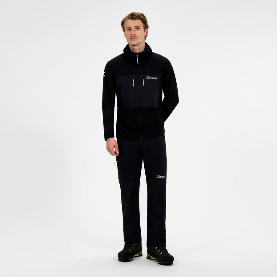 los hombres del mtn guía con capucha - negro berghaus