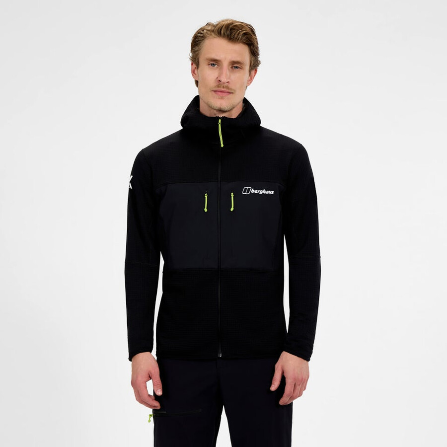 los hombres del mtn guía con capucha - negro berghaus