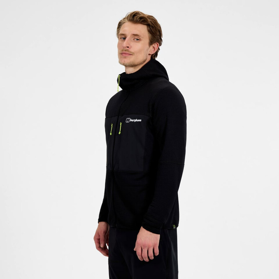 los hombres del mtn guía con capucha - negro berghaus