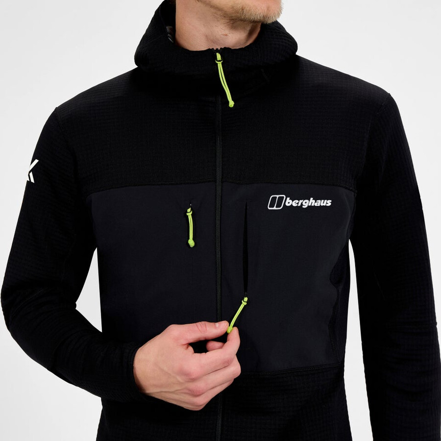 los hombres del mtn guía con capucha - negro berghaus