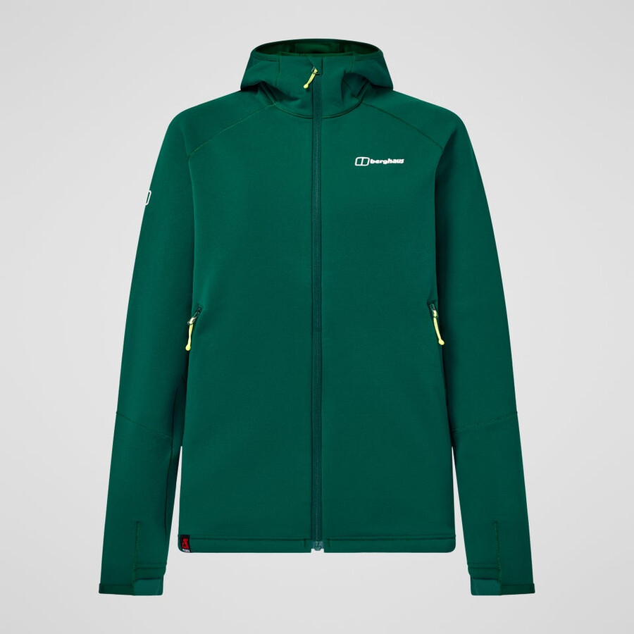 los hombres cinética del powerstretch con capucha - verde berghaus