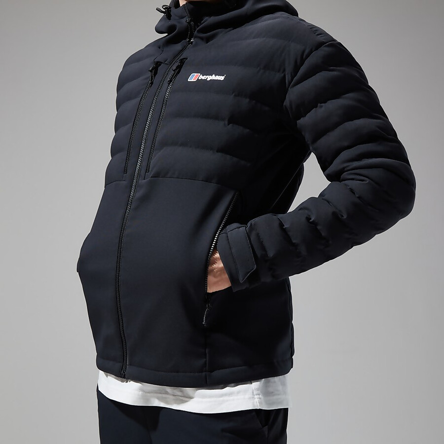 los hombres theran híbrido chaqueta con capucha - negro berghaus