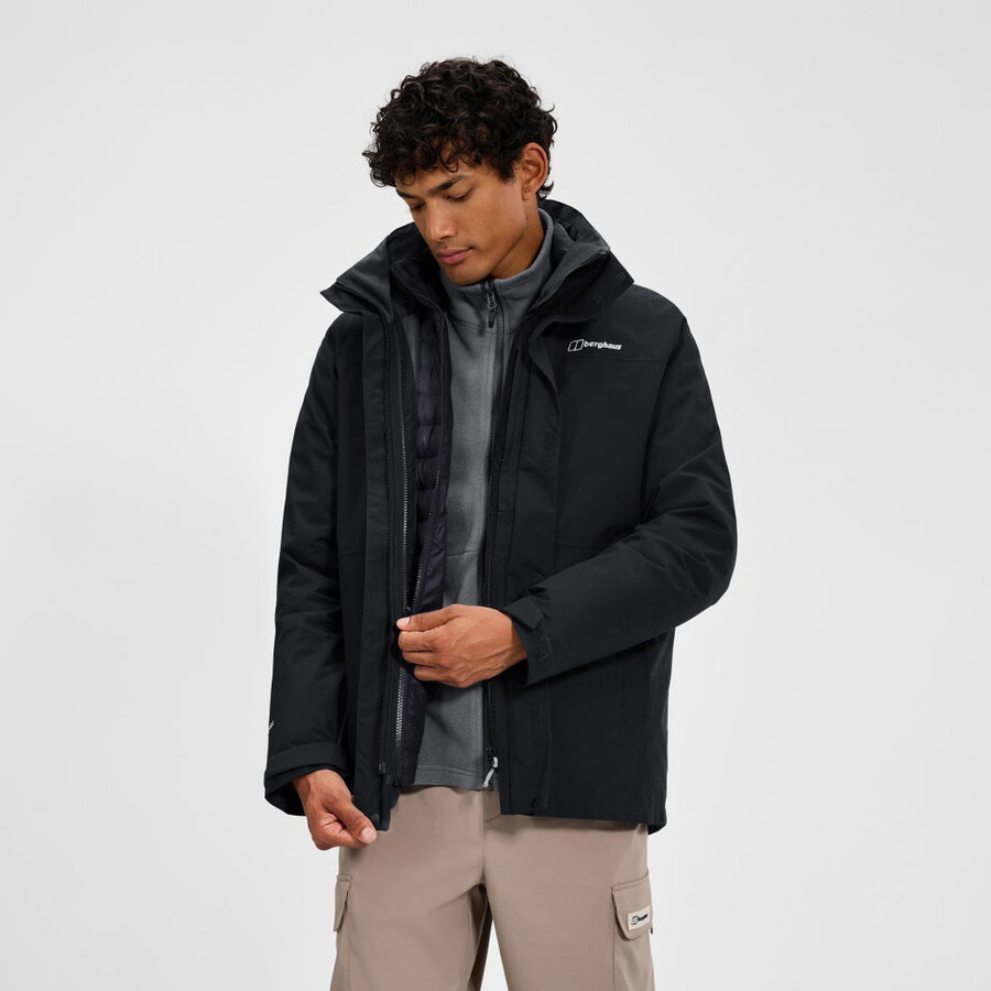 los hombres del escalador 2.0 géminis impermeable de gore-tex 3 en 1 chaqueta - negro berghaus