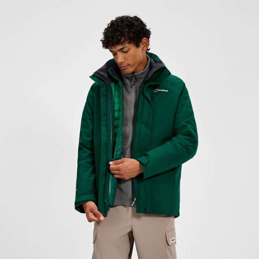los hombres del escalador 2.0 géminis impermeable de gore-tex 3 en 1 chaqueta - verde berghaus
