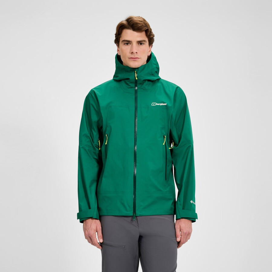 los hombres de la cumbre del buscador de la chaqueta de gore-tex - verde berghaus