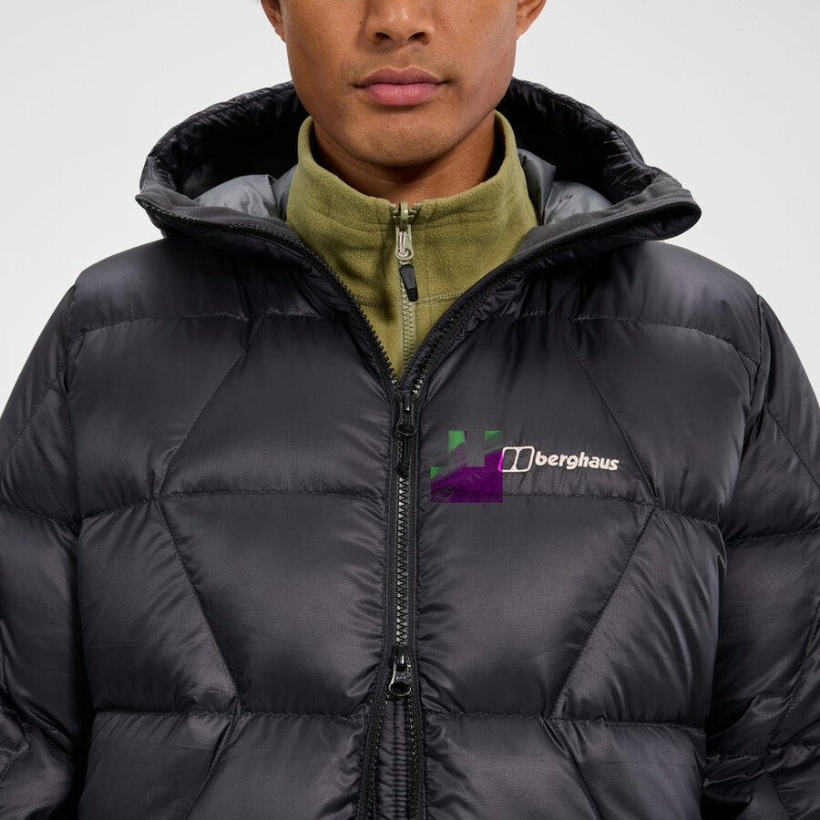 los hombres del explorador de abajo chaqueta - negro berghaus