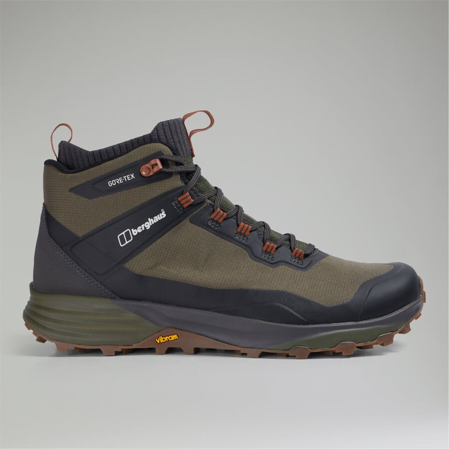 los hombres vc22 mediados de 2.0 gore-tex impermeable zapato marrónverde berghaus