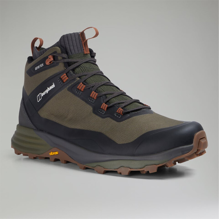 los hombres vc22 mediados de 2.0 gore-tex impermeable zapato marrónverde berghaus