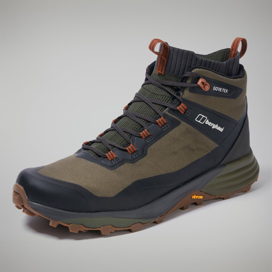 los hombres vc22 mediados de 2.0 gore-tex impermeable zapato marrónverde berghaus
