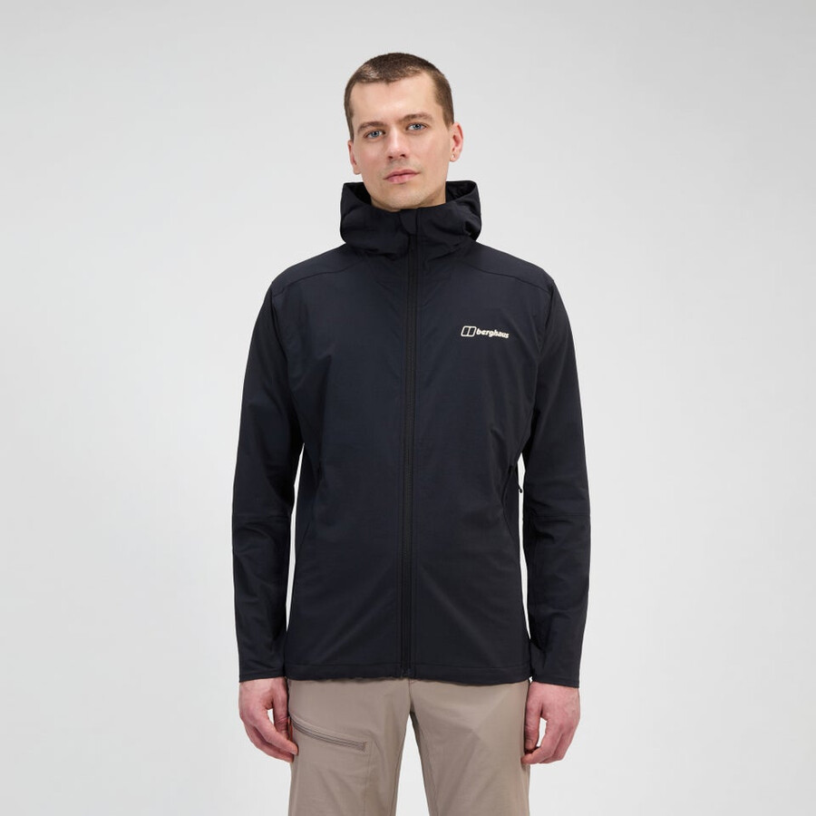 los hombres ridge-roamer lite softshell jacket - black berghaus