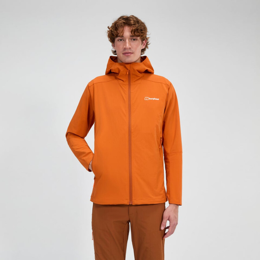 los hombres ridge-roamer lite softshell jacket - naranja berghaus