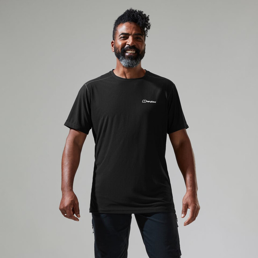 los hombres 247 tech tee super tramo de la tripulación - negro berghaus