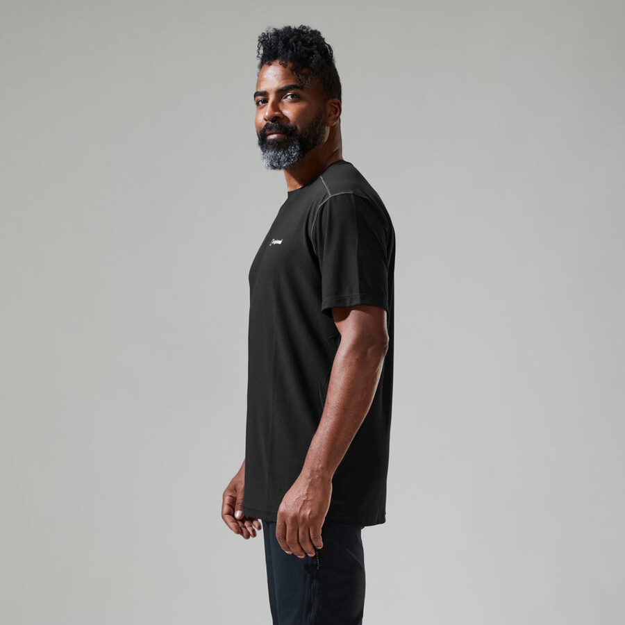 los hombres 247 tech tee super tramo de la tripulación - negro berghaus