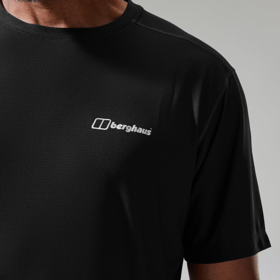 los hombres 247 tech tee super tramo de la tripulación - negro berghaus