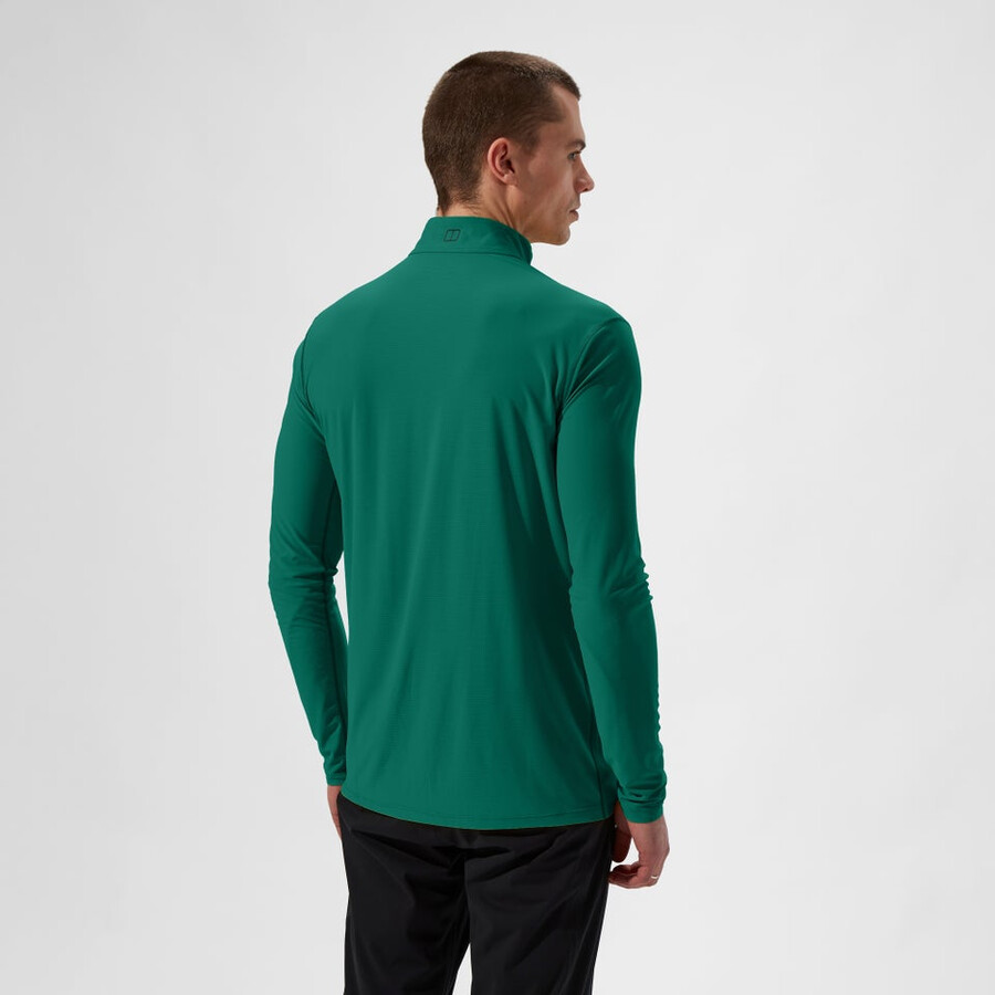 los hombres 247 mitad zip tech de manga larga - camiseta verde berghaus