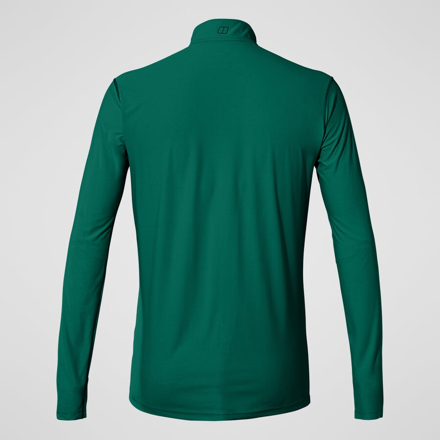 los hombres 247 mitad zip tech de manga larga - camiseta verde berghaus